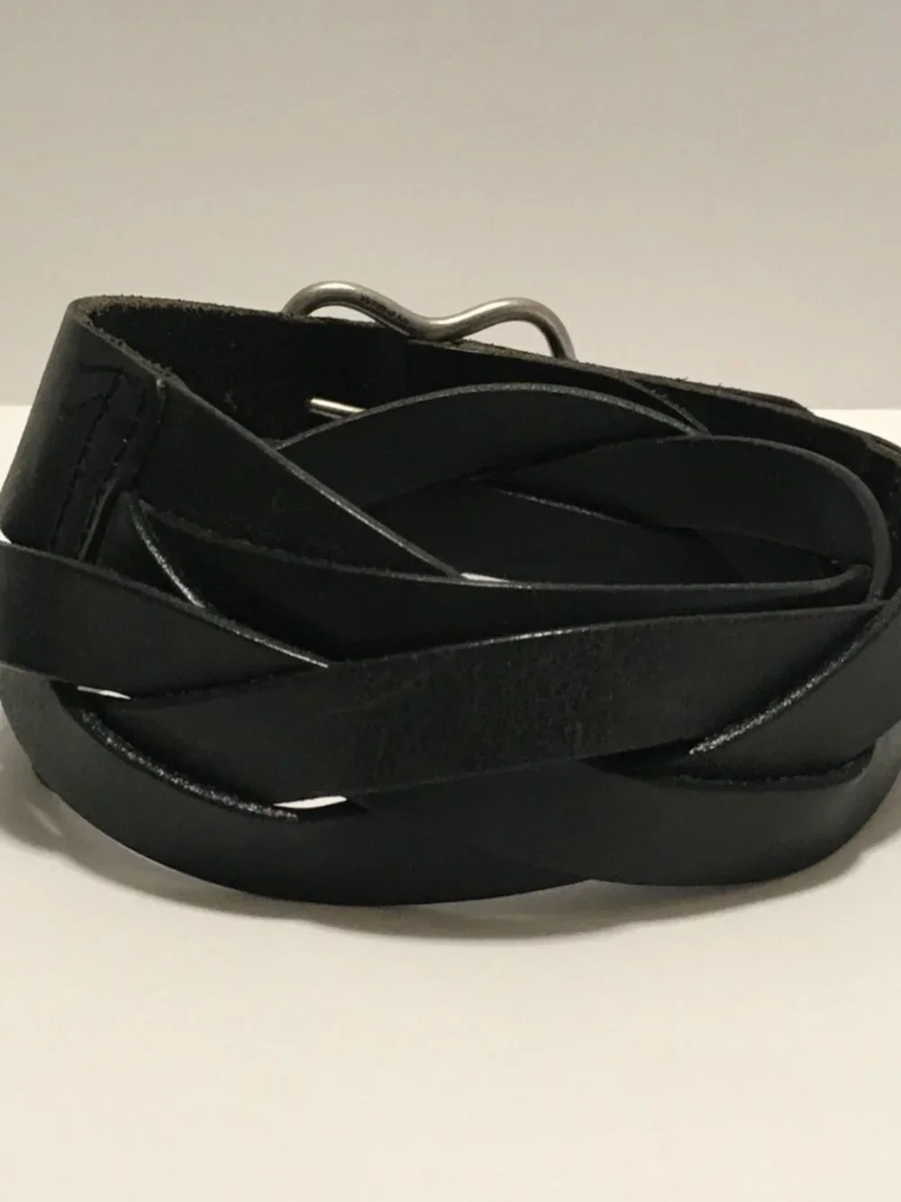 Vintage Gap Jeans 1969 Genuine Leather Belt Black USA Made Brass Buckle Size M